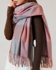 Womens Oversized Plaid Blanket Scarf Thick Soft Warm Winter Wrap Pink Grey