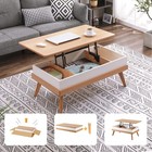 Bidiso Lift Top Coffee Center Table With Hidden Storage Compartment - Oak