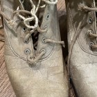 Antique Victorian Womens Beige Leather Boots Lace Up 19 Holes