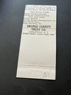 Vintage New York Matchbook    orange County Trust Co    Middletown