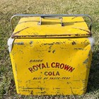 Vintage 1950s Royal Crown Cola Soda Metal Cooler Chest Embossed Letters W Tray  