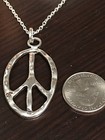 60 s Boho Peace Sign Jagged Edge Retro Tibetan Silver Charm Necklace 18  