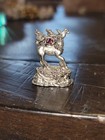 Vintage Pewter Unicorn Figurine With Pack   Red Gem