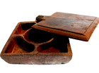 Antique Primitive Hand Carved Indian Wood Tikka Sliding Spice Box 8 