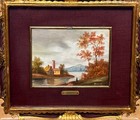 Vintage Ravi   Italian Original Miniature Oil Painting Signed Gold Gilt Frame