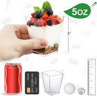 50 Pack 5 Oz Square Clear Plastic Dessert Cups Small Clear Plastic Tumbler Cups