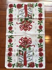 Vintage Mc Kitchen Linen Tea Towel Christmas Noel Poinsettias Santa Bells Holly