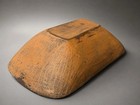 Early Antique Wooden Dough Bowl Trencher Salmon Pumpkin Paint