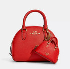  128 Coach Mini Katy Satchel Bag Key Charm Miami Red Leather Coin Fob Ring Ca040