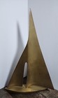 Heavy Mcm Brass Sailboat Nautical Decor Collector Boat Mid Century 13 tall