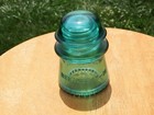 Vintage Glass Insulator Hemingray-16 Made In Usa Green blue aqua No Chips