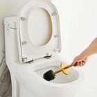 Brushed Gold Toilet Brush And Holder Set - Stainless Steel Toilet Bowl Scrubb   