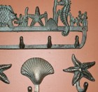 Antique Style Ocean Theme Wall Hooks  Cast Iron beach Charmers - 4 Pcs