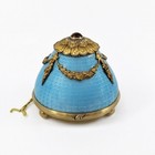 Antique Russian Bell Push Guilloche Enamel Gilt Silver Jeweled Cased