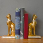 Louyebh Book Ends Retro Cat Decorative Bookends  Vintage Antique Heavy Gold 
