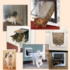 4 Way Pet Cat Puppy Dog White Lockable Safe Flap Door Magnetic Lock Frame Large