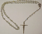 Silver Tone Sh Of Jesus Praying Virgin Mary Medal Crucifix Ab Glass Rosary