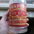 Clear Sanford s Inks   Library Paste Emb Bottle Original Label Cardinal Red Ink