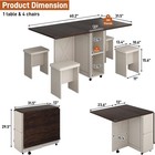 5 Pcs Farmhouse Dining Table Set For 4 60  Large Folding Dining Table Set