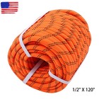1 2 In  120ft Arborist Bull Rope Tree Hoist Rigging Line 5174 Pounds Orange Black