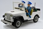 Vtg Nomura Tn Japan Tin Battery Op Police Patrol Jeep Near Mint Cosmetic Buzzes