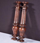 13  Tall Pair Of French Antique Solid Walnut Wood Posts pillars