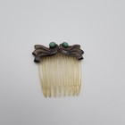 Vtg Hair Ornament Comb Mexico Swirl Turquoise Sterling Silver Signed 1 5 