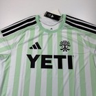 New Adidas Austin Fc Jersey Mens Large Slim Fit Green Striped Logo Soccer Mls