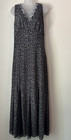 Vintage Candlelight Lace Maxi Dress Black Sheer Sleeveless Womens Size L Formal