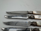 Vintage Antique Set Of 6 Mother Of Pearl   Sterling Silver Handle Knives