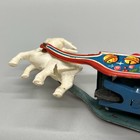 As-is Celluloid Tin Litho Santa Reindeer Sleigh sled Vintage Christmas Toy Japan