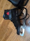 Vintage Slm Canadian Flyer Figure Ice Skates Size 8 Black With Red Leaf