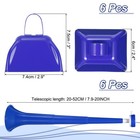 6pcs 3  Cow Bells For Football Games With 6pcs Collapsible Stadium Horn  Blue