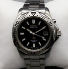 Seiko Kinetic Sports Watch Men 37mm Silver Tone Black Dial 5m42-0c39 Date 7 25 