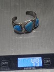 Sterling Silver Turquoise Cuff Bracelet Native American Style By J S Handmade