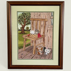 Cat Napping 7014 Bunka With Flair Punch Needle Embroidery Kit Completed Framed