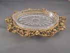 Vintage Matson Gold Ormolu Metal   Glass Soap Dish W Roses Excellent