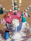 Handmade Teacup Pin Cushion  Upcycled Teacup   Saucer  Seamstress Gift 