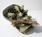 Antique Shoushan Stone Beehive Honeycomb With Bees Sculpture Carving Rare 