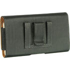 For Xl Large Phones - Black Pu Leather Pouch Holder Belt Clip Holster Cover Case