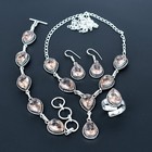 Morganite  Gemstone 925 Sterling Silver Handmade  Four Pcs Jewelry Set