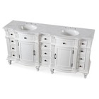 72  Carrara White Marble Countertop Bathroom Vanity Double Sink Bath Cabinet