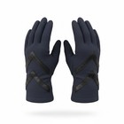 Vintage Isotoner By Aris Women s  Navy Blue Chevron Leather Trim Lined Gloves