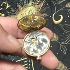 Full Hunter Mechanical Manual Pocket Watch Yellow Gold Case Arabic Numerals