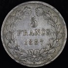 1837 France 5 Francs     Vf Very Fine     Silver Coin Louis Philippe I    trusted   