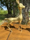 Vintage Brass Deer Figurines Set Mcm Doe Fawn Hollywood Regency Decor