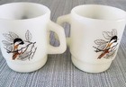 Vintage Anchor Hocking Chickadee 312 Mug Cup White Milk Glass Stacking Set Of 2