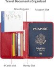 Rfid Leather Passport Holder Wallet Card Case Travel Organizer Us Passport Red