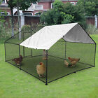 10x10x6 6 Ft  Large Metal Chicken Coop Walk-in Chicken Run Peaked Roof Farm Yard