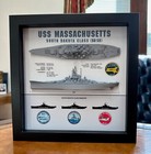 Uss Massachusetts Display Box  Bb-59  South Dakota Class  Ww2  9  X 9   Black